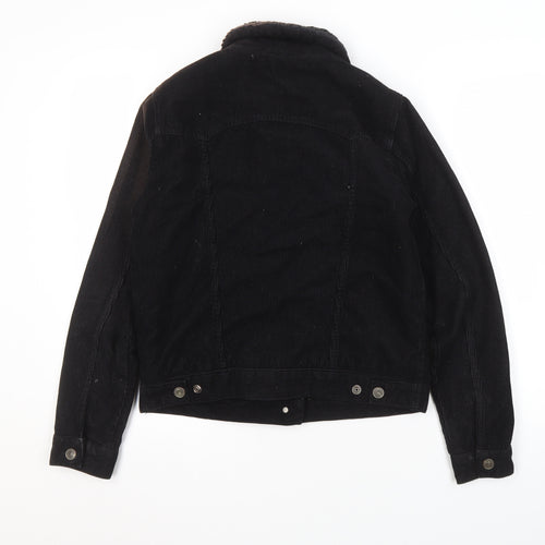 Topshop Women's Black Cotton Bomber Jacket, Size 8