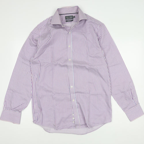 Marks and Spencer Men's Striped Button-Up Shirt, Size 38
