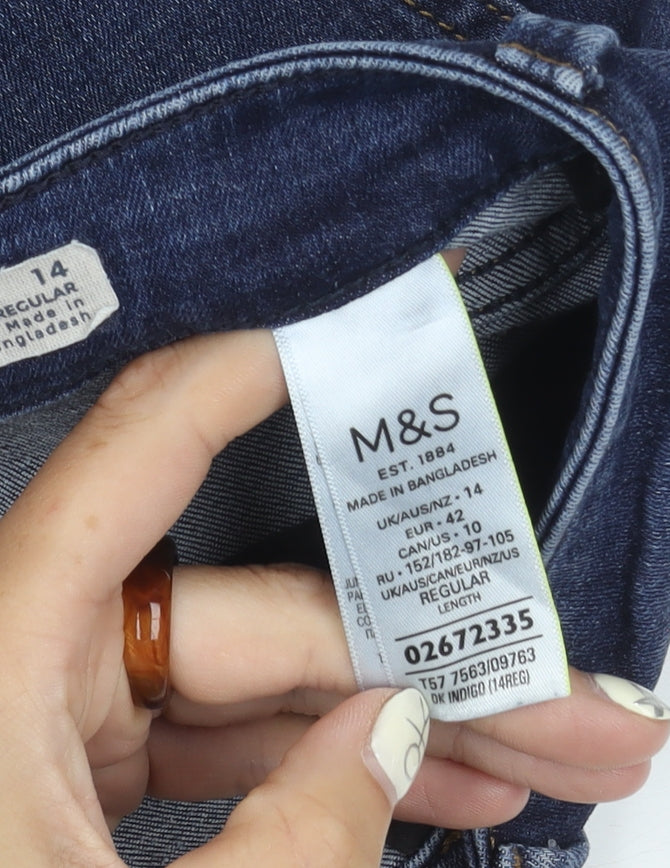 Marks and Spencer Blue Skinny Jeans, Size 14, Women's Stretch Denim