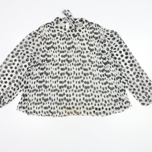 River Island Women's White Polka Dot Tunic Blouse Size 14
