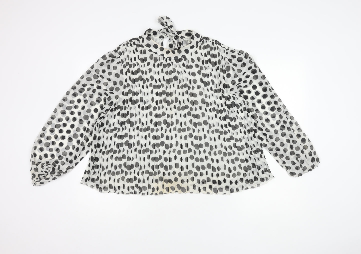 River Island Women's White Polka Dot Tunic Blouse Size 14