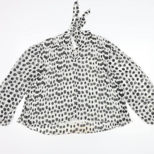 River Island Women's White Polka Dot Tunic Blouse Size 14