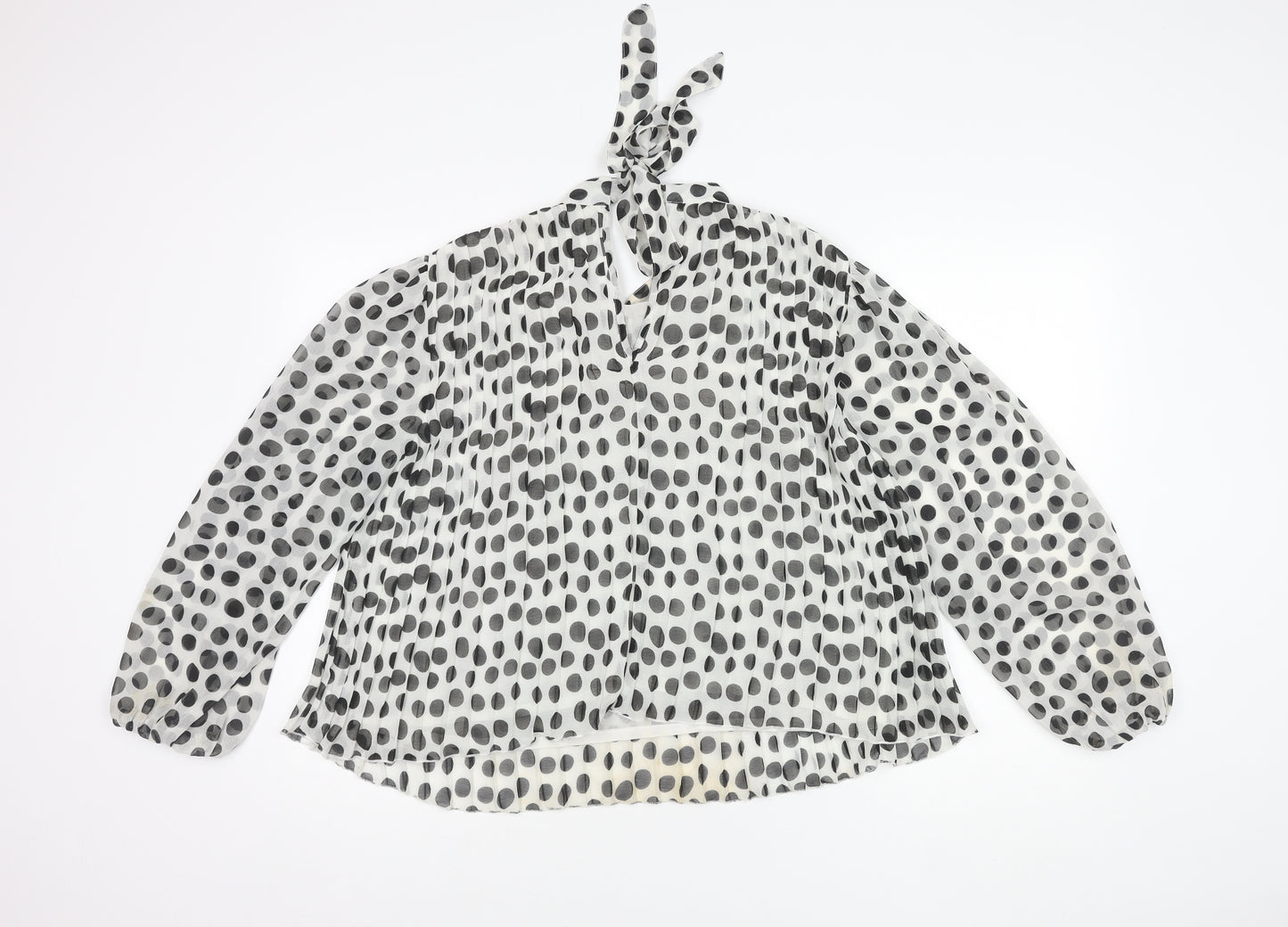 River Island Women's White Polka Dot Tunic Blouse Size 14