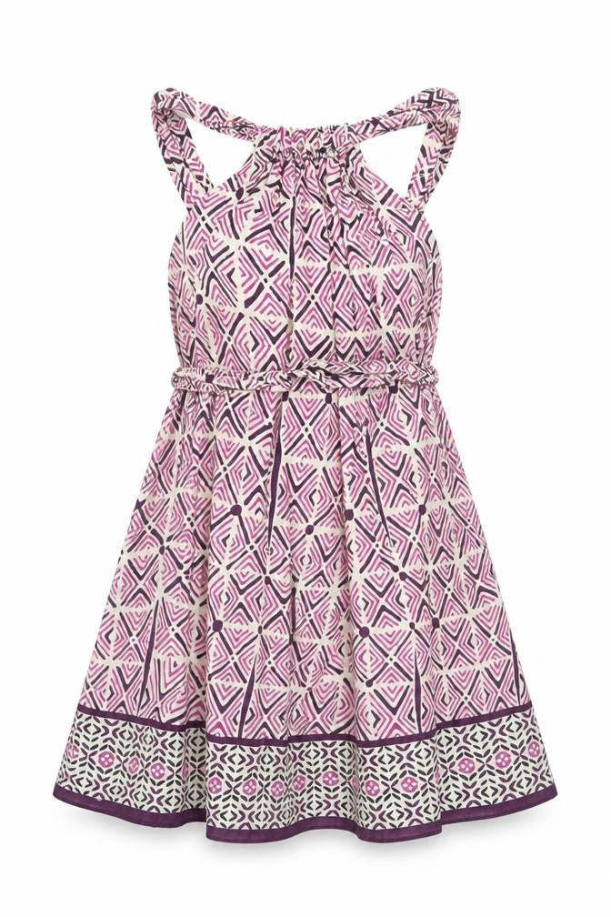 Front view of Zara Women's Multicoloured S Geometric Dress, Cotton