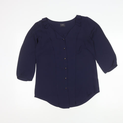 Marks & Spencer Women's Navy Blouse, UK 8, Button Accents