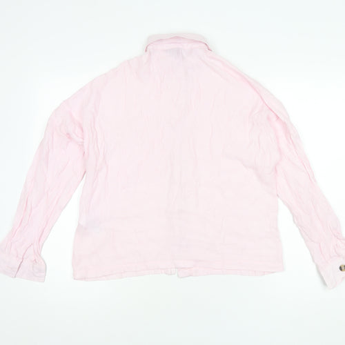 Topshop Women's Pink Button-Up Collared Shirt, Size 6