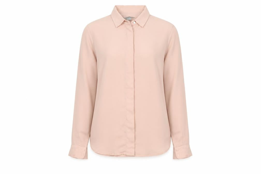 Front view of H&M Women's Pink Long Sleeve Blouse, size 6