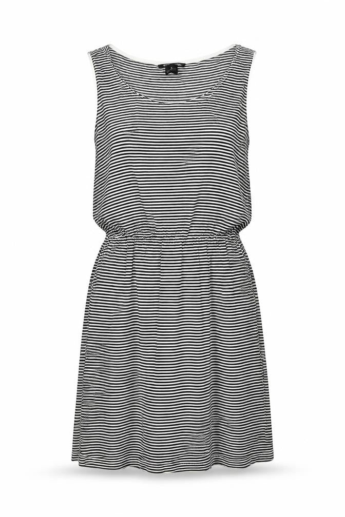 Front view of H&M Women's Black Asymmetric Shift Dress S