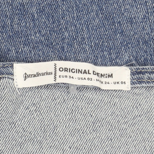 Stradivarius Women's Blue Denim Dungaree - Size 6
