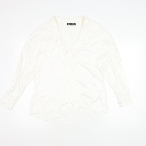Zara Women's White Wrap Blouse M