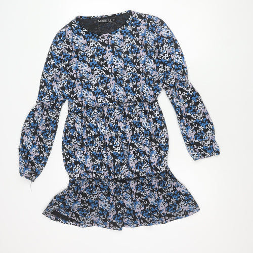 Mode-LL Women's Black & Blue A-Line Dress, UK Size 10