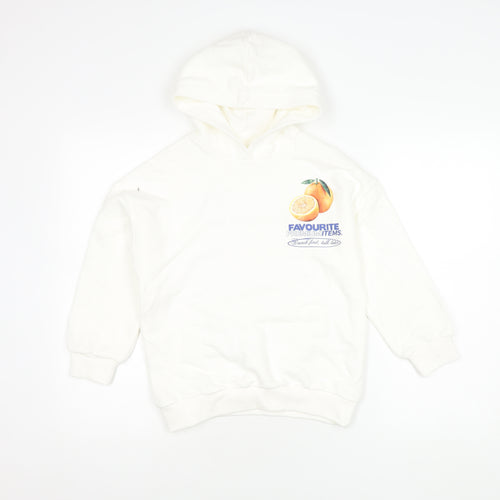 Marks and Spencer Boys White Graphic Print Hoodie 8-9 Years