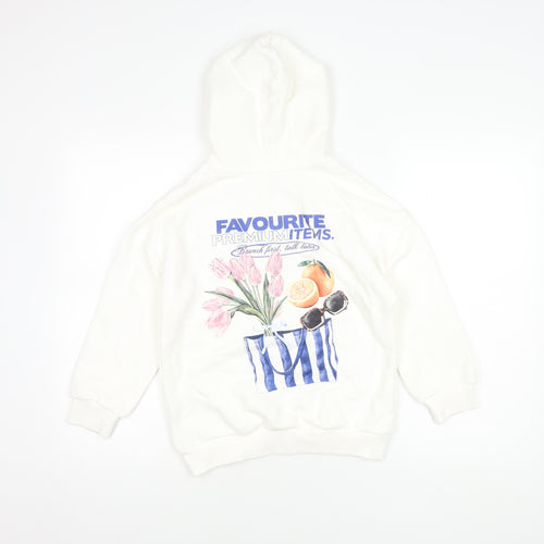 Marks and Spencer Boys White Graphic Print Hoodie 8-9 Years