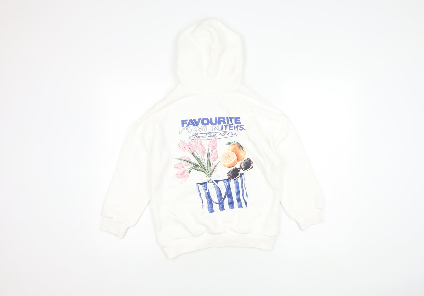 Marks and Spencer Boys White Graphic Print Hoodie 8-9 Years