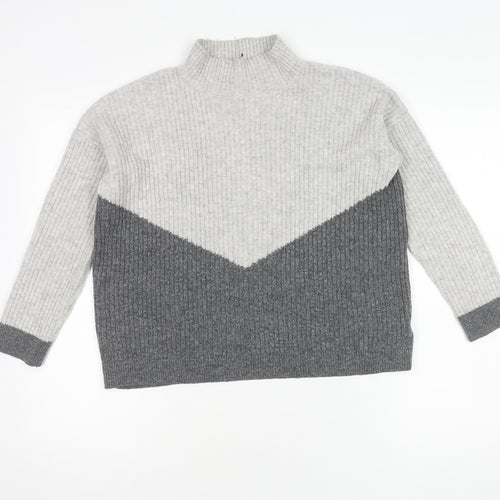 Marks and Spencer Women's Grey Mock Neck Pullover Jumper