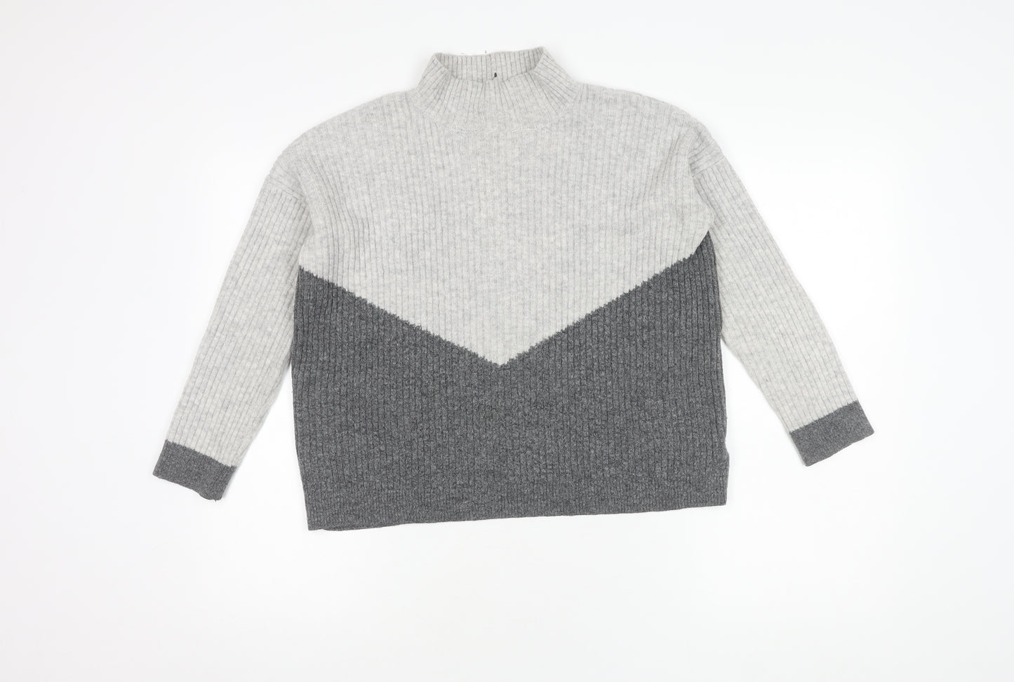 Marks and Spencer Women's Grey Mock Neck Pullover Jumper