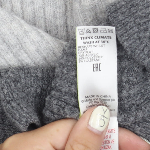 Marks and Spencer Women's Grey Mock Neck Pullover Jumper