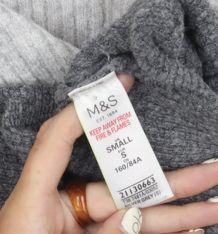 Marks and Spencer Women's Grey Mock Neck Pullover Jumper