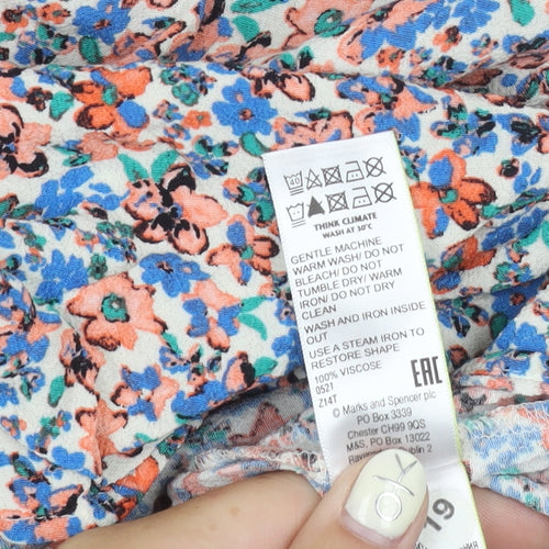Marks and Spencer Women's Multicoloured Floral Skirt - Size 10