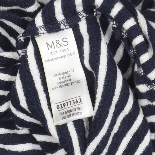 Marks and Spencer Women's Blue Striped Jumper Size 12
