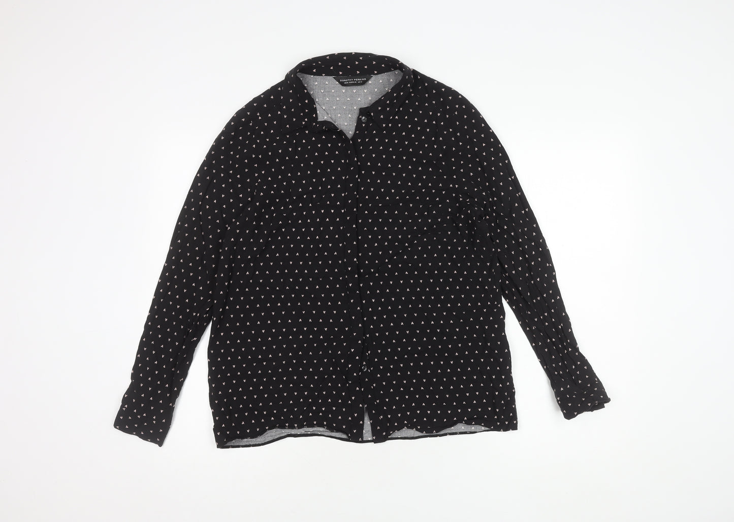 Dorothy Perkins Black Heart Print Blouse, UK 14, Women's Wear