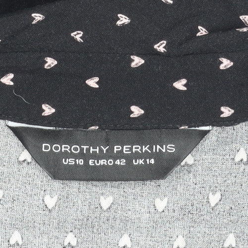 Dorothy Perkins Black Heart Print Blouse, UK 14, Women's Wear