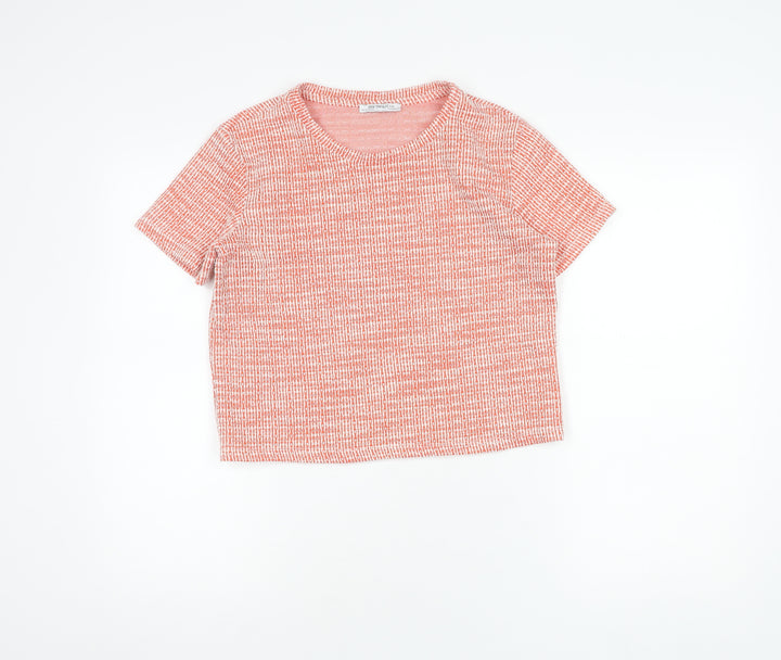 Zara Women's Red Cropped T-Shirt - Medium