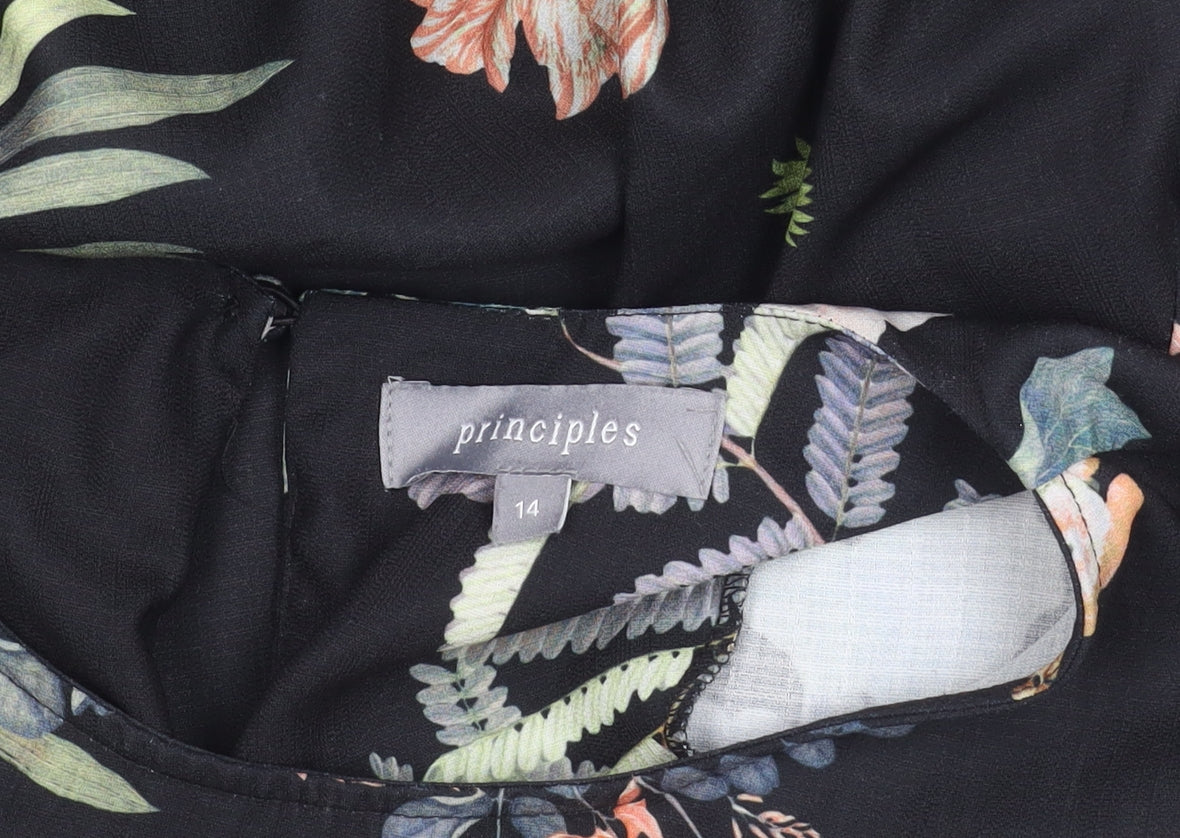 Principles Women's Black Floral Dress Size 14