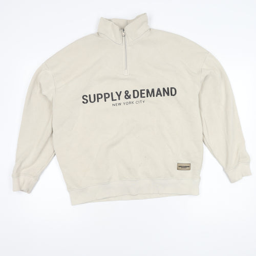 Supply & Demand Beige Sweatshirt Unisex Size L with Zip