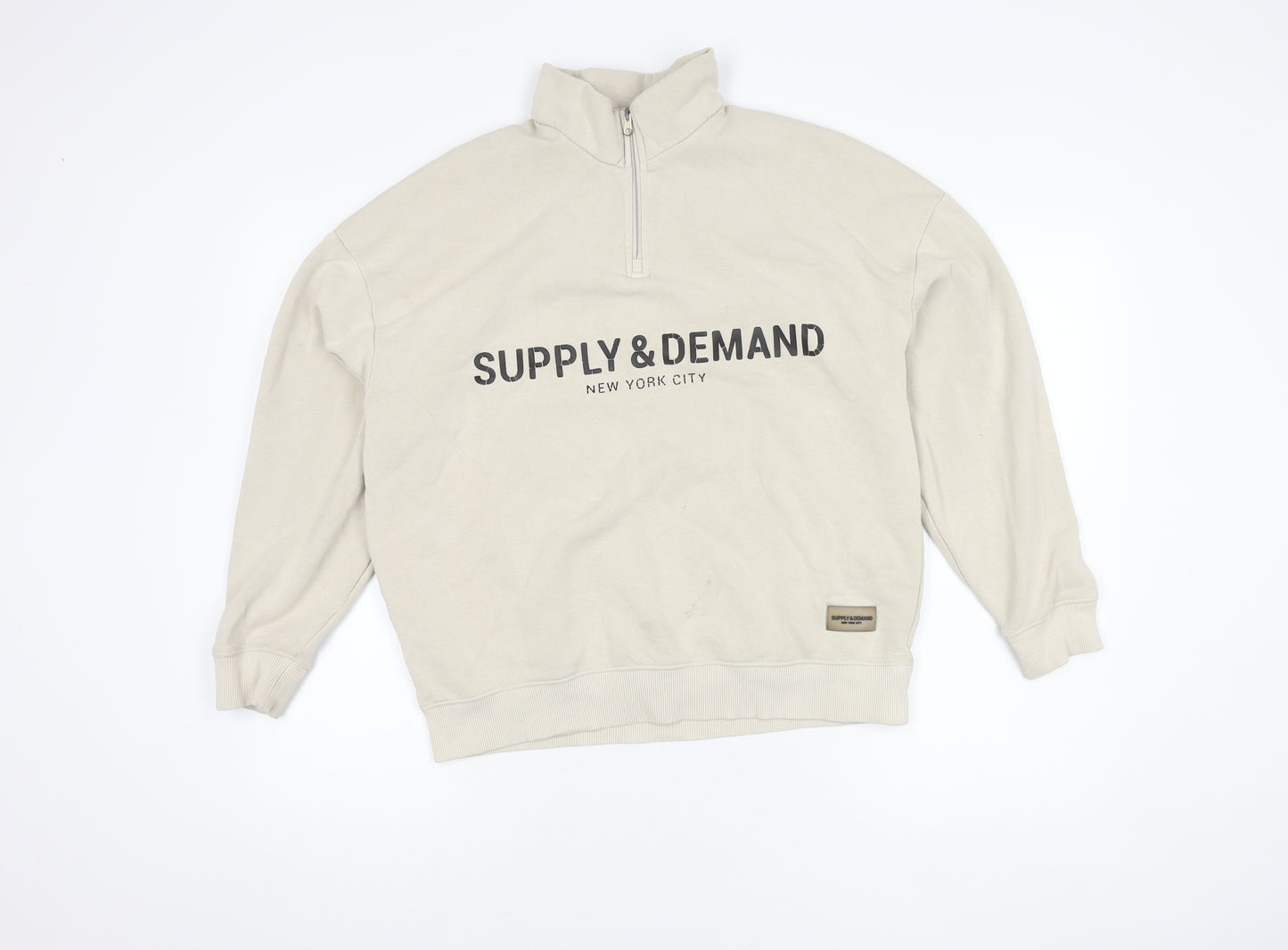 Supply & Demand Beige Sweatshirt Unisex Size L with Zip
