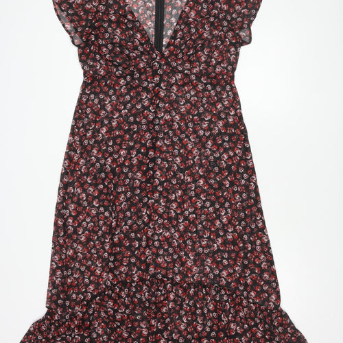 Stradivarius Women's Black Floral Dress Size 14
