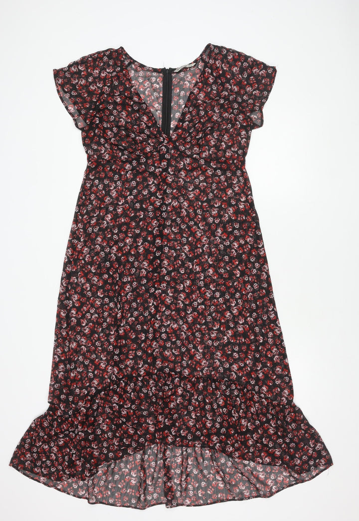 Stradivarius Women's Black Floral Dress Size 14