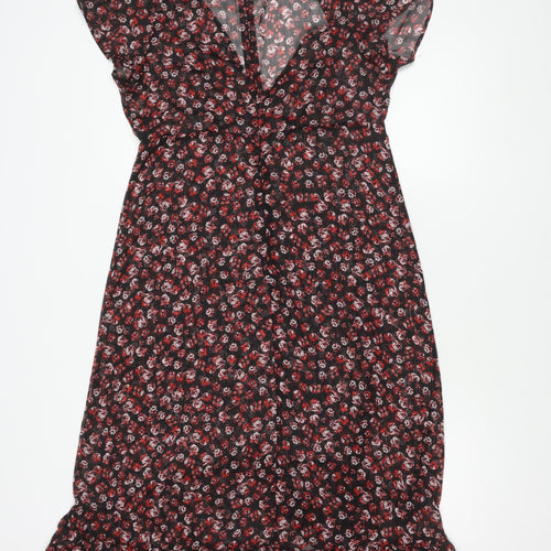 Stradivarius Women's Black Floral Dress Size 14