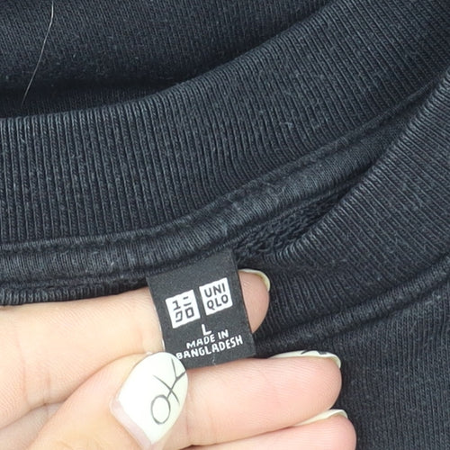 Uniqlo Women's Black Pullover Sweatshirt - Size L