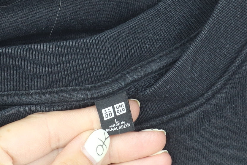 Uniqlo Women's Black Pullover Sweatshirt - Size L