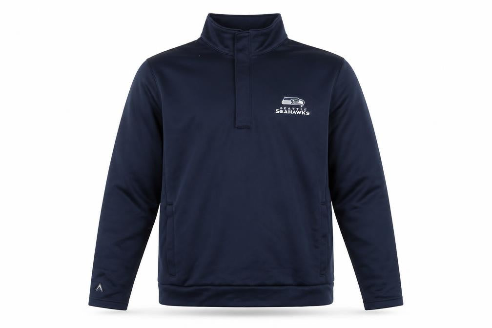 Front view of Antigua Men's Blue Pullover Sweatshirt M