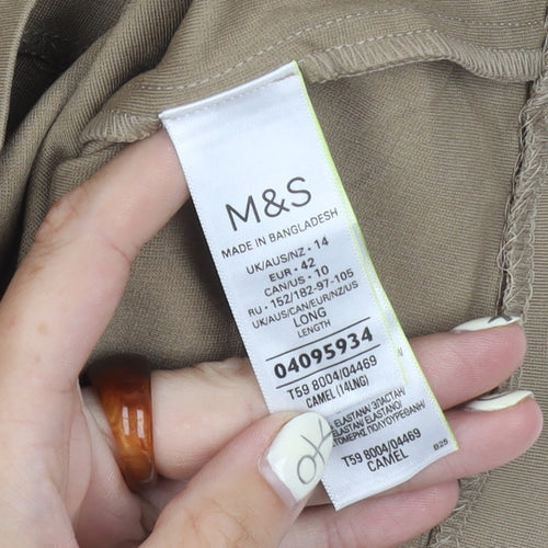 Marks and Spencer Women's Beige Long Pencil Skirt, Size 14
