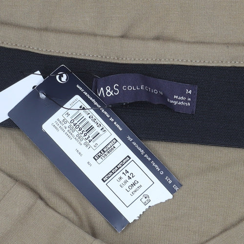 Marks and Spencer Women's Beige Long Pencil Skirt, Size 14