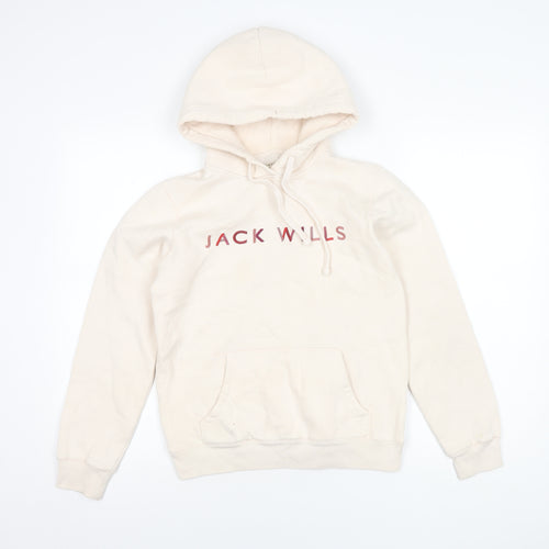 Jack Wills Girls Beige Pullover Hoodie Size 8 with Logo