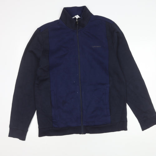Calvin Klein Men's Blue Cotton Jacket, Size L, Casual