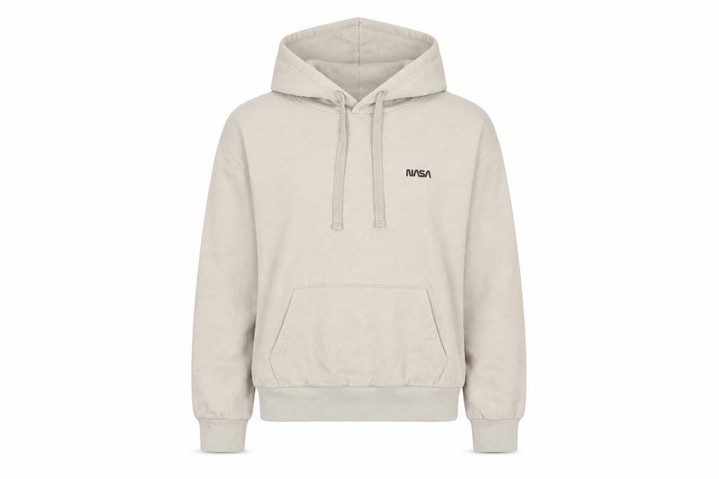 Front view of H&M Beige unisex nasa hoodie m pullover