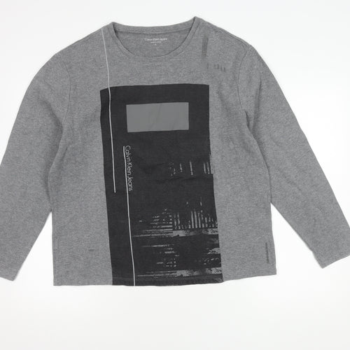 Calvin Klein Jeans Men's Grey XL Graphic Sweatshirt
