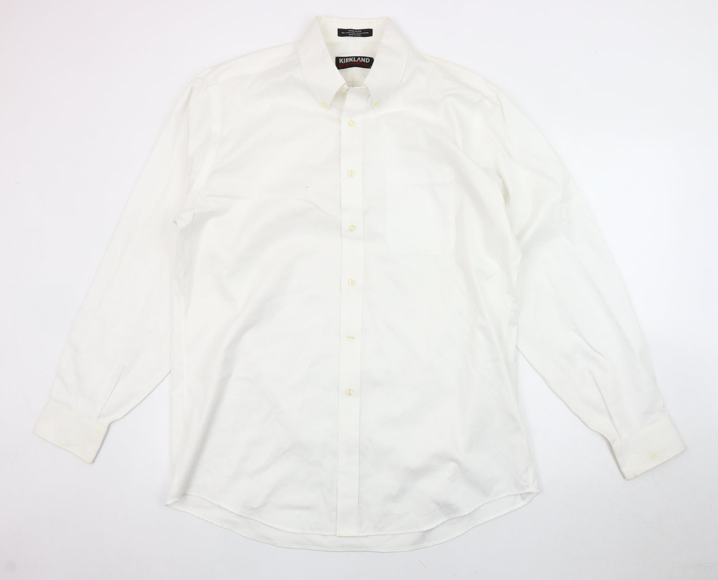Kirkland Men's White Long Sleeve Shirt 16-16.5