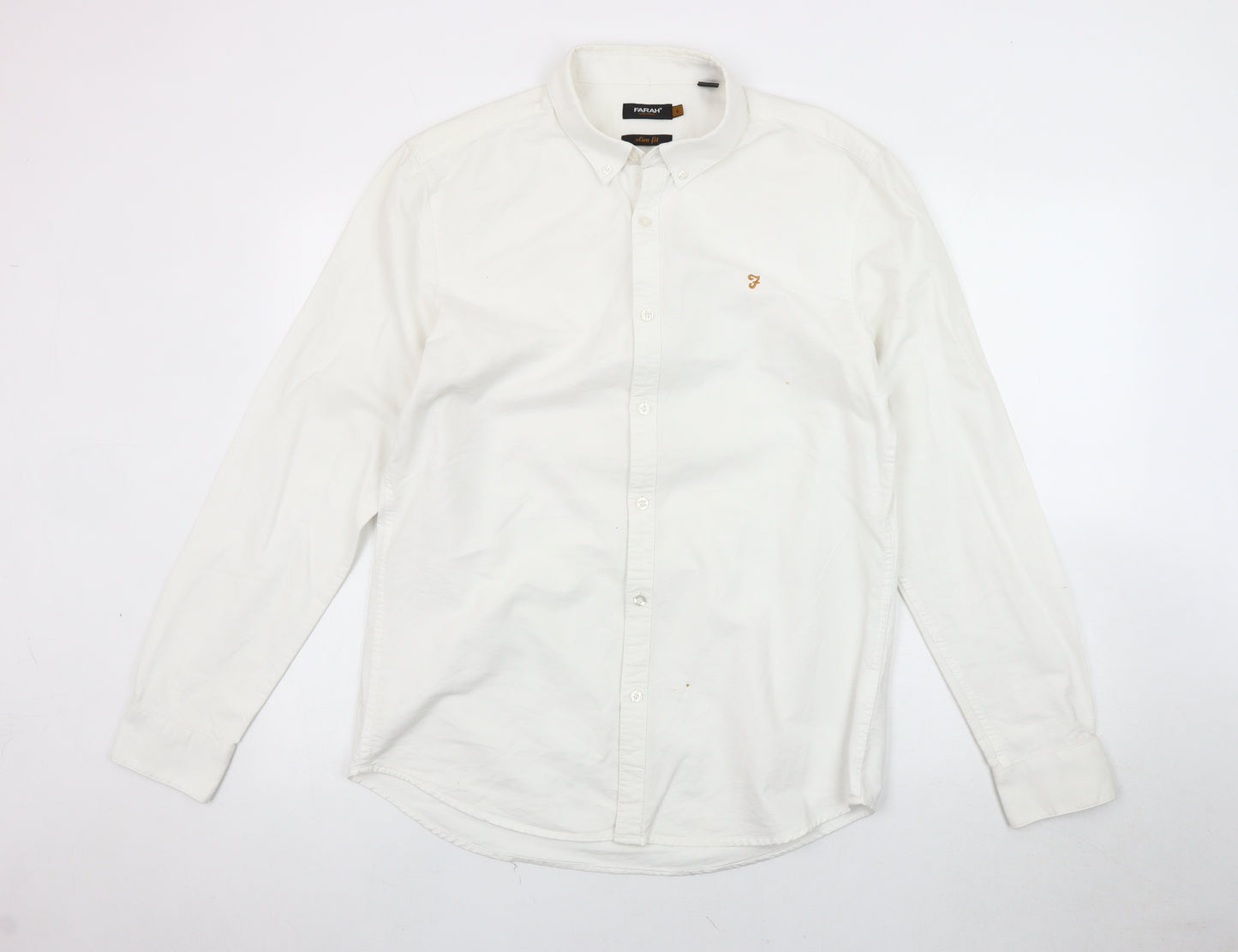 Farah Men's White Slim Fit Button-Up Shirt L