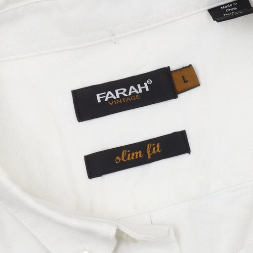 Farah Men's White Slim Fit Button-Up Shirt L