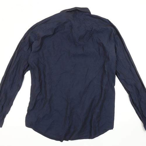 Hugo Boss Men's Blue Slim Fit XL Button-Up Shirt