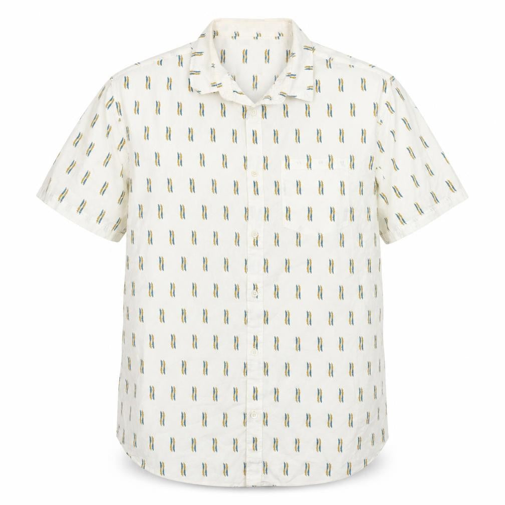 Front view of New Look Men's Ivory Geometric Button-Up Shirt M