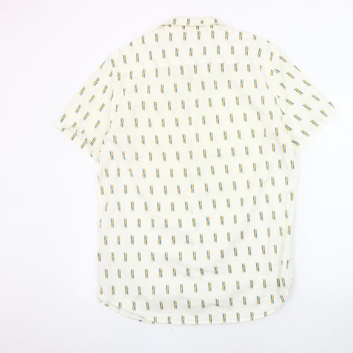New Look Men's Ivory Geometric Button-Up Shirt M