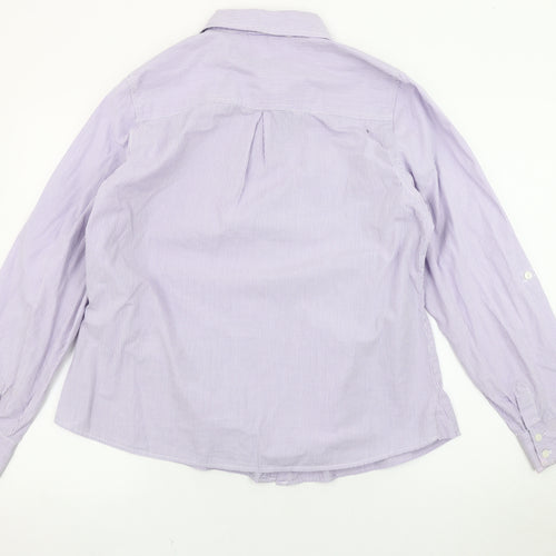 Marks and Spencer Women's Purple Striped Button-Up Shirt