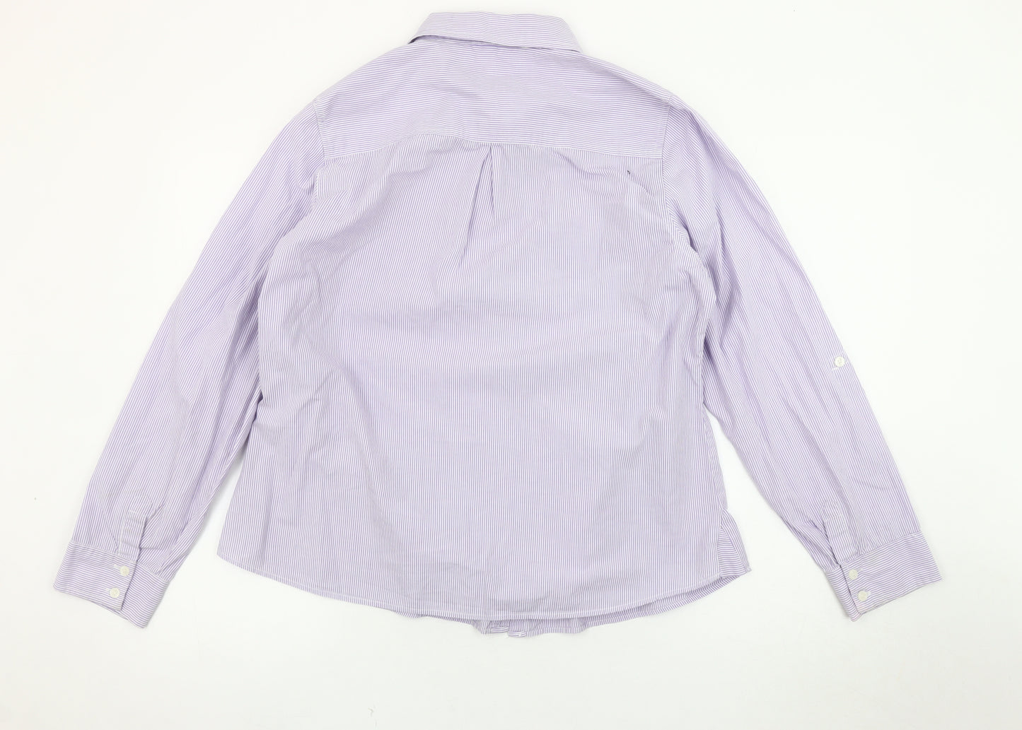 Marks and Spencer Women's Purple Striped Button-Up Shirt